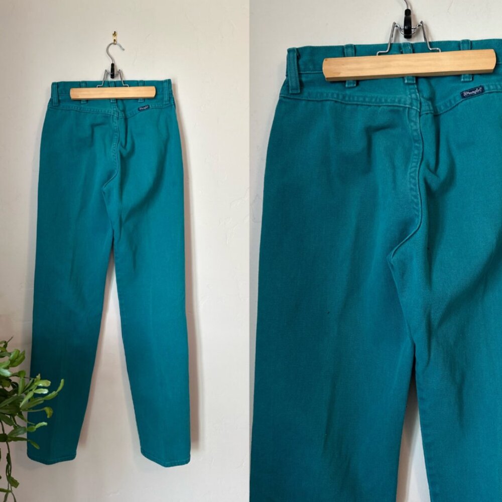 80's Retro Turquoise High Waisted Wrangler Jeans Size 27 x 31
